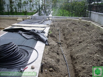 prova degli irrigatori statici prima della copertura con il terreno